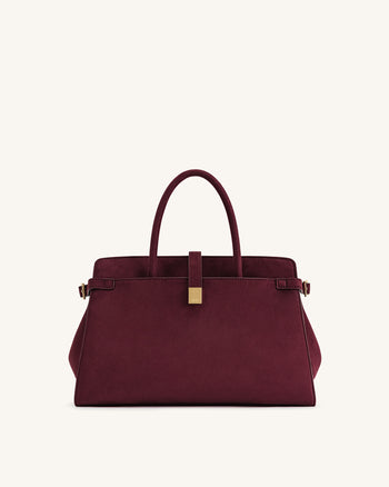Saige Borsa Tote in Finta Pelle Scamosciata - Borgogna