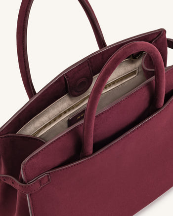 Saige Borsa Tote in Finta Pelle Scamosciata - Borgogna