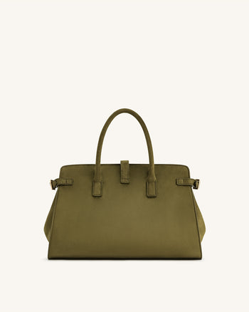Saige Borsa Tote in Finta Pelle Scamosciata - Verde Oliva