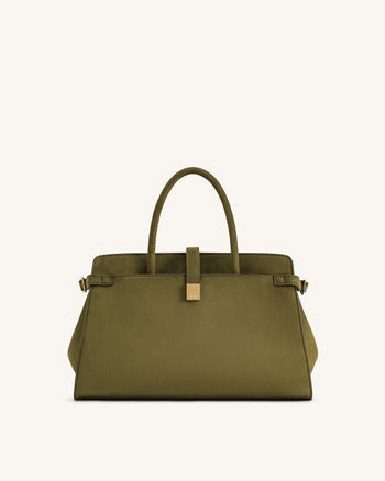 Saige Borsa Tote in Finta Pelle Scamosciata - Verde Oliva