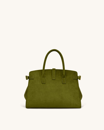 Saige Borsa Tote in Finta Pelle Scamosciata - Verde Oliva