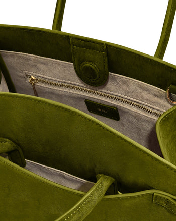 Saige Borsa Tote in Finta Pelle Scamosciata - Verde Oliva