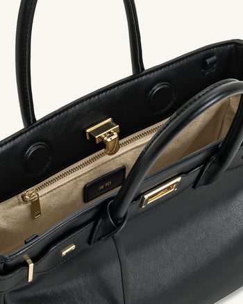 Ziva Borsa Tote con Decorazione a Chiusura in Metallo - Nero