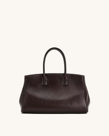 Ziva Borsa Tote con Decorazione a Chiusura in Metallo - Marrone Scuro