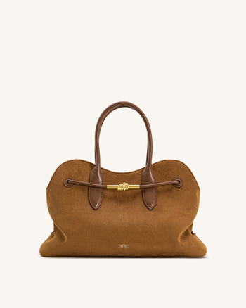 Adele Bolso Tote con Nudo de Cuerda Metálico - Marrón Caramelo