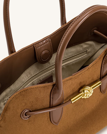 Adele Bolso Tote con Nudo de Cuerda Metálico - Marrón Caramelo