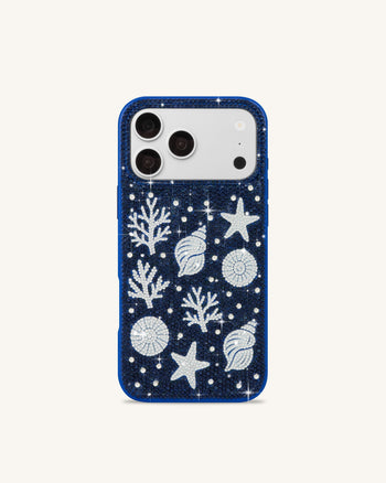 Ocean Cover per telefono a conchiglia con cristallo artificiale - Blu