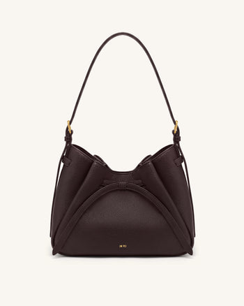 Mabel Borsa a spalla con fiocco morbido - Marrone scuro