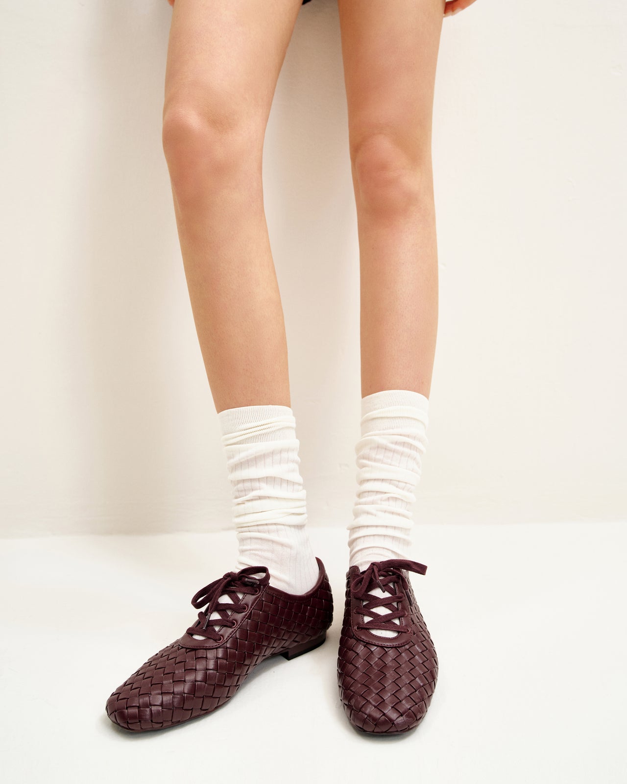 Scarpe Piatte con Cinturino Intrecciato Kayla - Rosso Granata