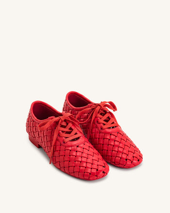 Kayla Scarpe Basse con Cinturino Intrecciato - Rosse