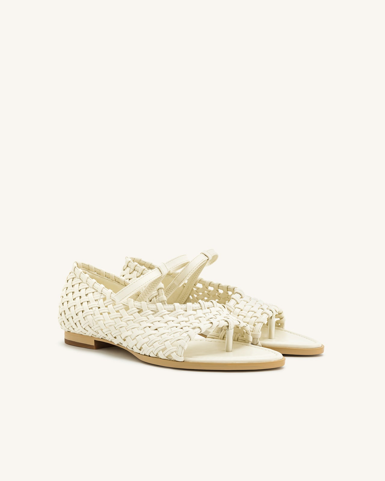 Infradito con Cinturino Intrecciato Jocelyn - Beige