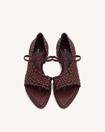 Infradito con Cinturino Intrecciato Jocelyn - Rosso Claret