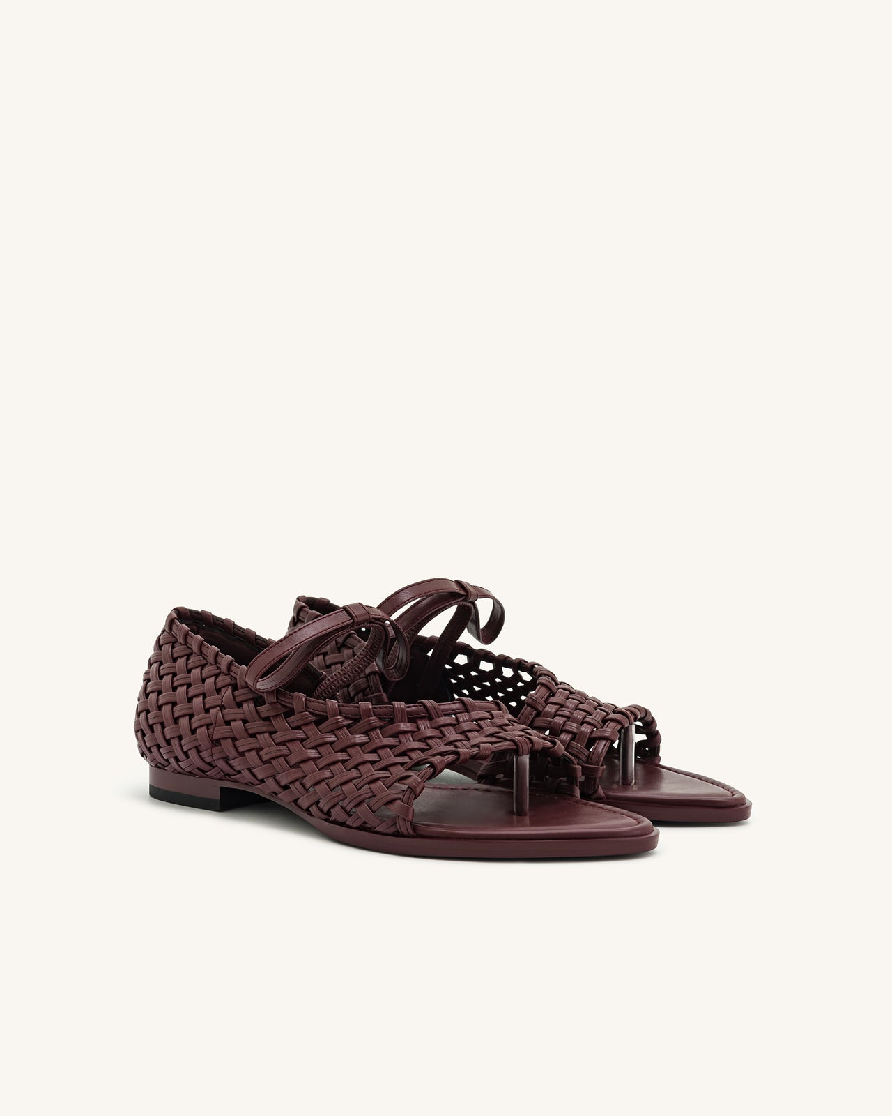 Infradito con Cinturino Intrecciato Jocelyn - Rosso Claret