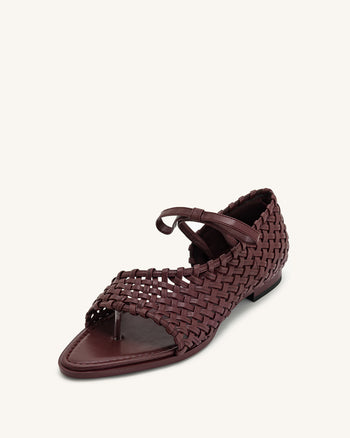 Infradito con Cinturino Intrecciato Jocelyn - Rosso Claret
