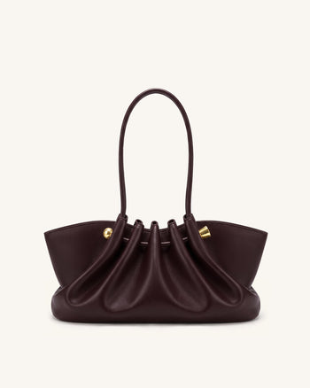 Naomi Borsa a spalla arricciata con manico lungo - Bordeaux intenso