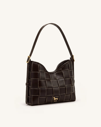Nadine Borsa hobo intrecciata Dachshund - Marrone scuro