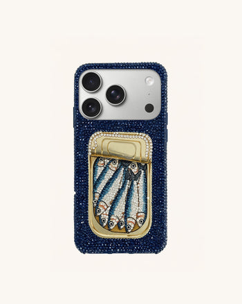 Sardine Tin Artificial Crystal Phone Case - Blue