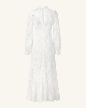Elegant Abito midi in pizzo - Bianco