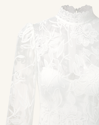 Elegant Abito midi in pizzo - Bianco