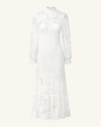 Elegant Abito midi in pizzo - Bianco