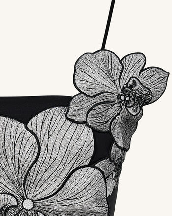 Abito Mini Con Applicazione Di Orchidea - Nero/Argento