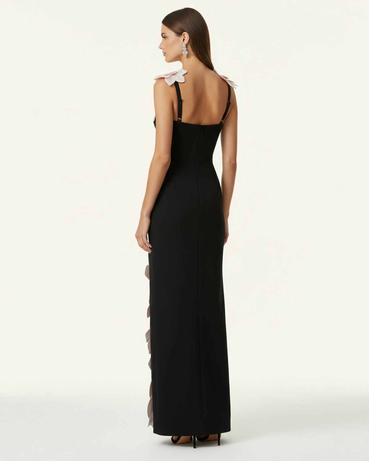 Flower Abito ricamato - Nero/Rosa