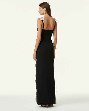 Flower Abito ricamato - Nero/Rosa