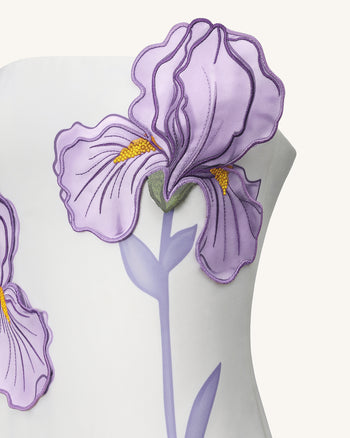 Abito Senza Spalline con Stampa Floreale di Iris - Bianco