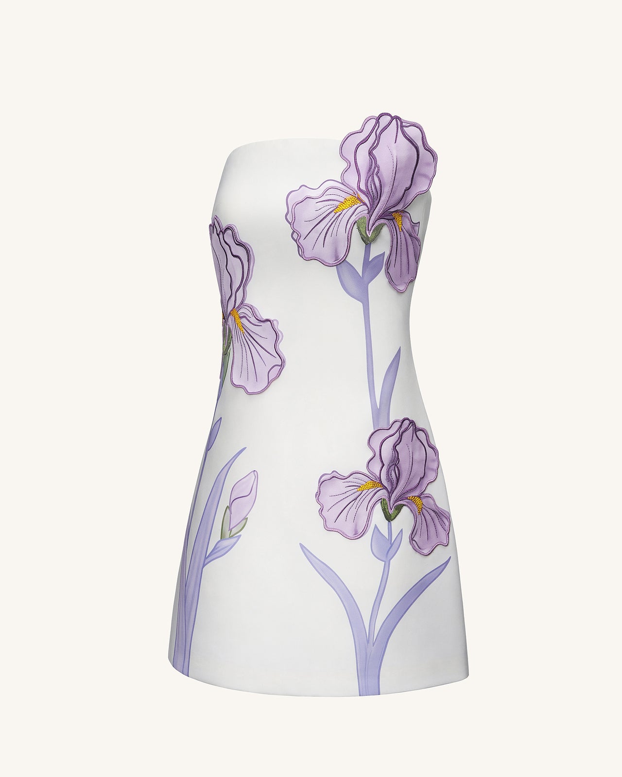 Abito Senza Spalline con Stampa Floreale di Iris - Bianco