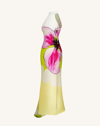 Olivia Abito a Collo Alto con Fiori - Multicolore