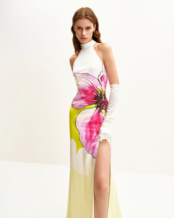Olivia Abito a Collo Alto con Fiori - Multicolore