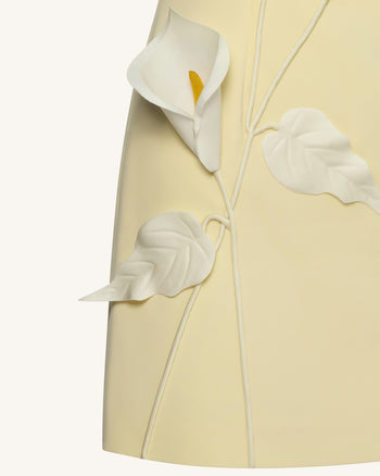 Abito senza spalline con applicazione floreale - Giallo