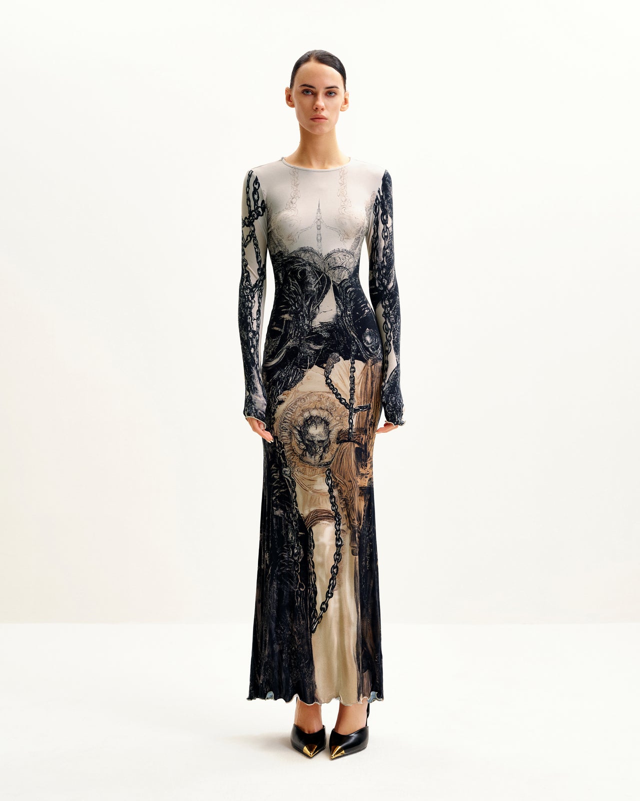 Isabella Abito con Stampa Vintage - Marrone e Nero