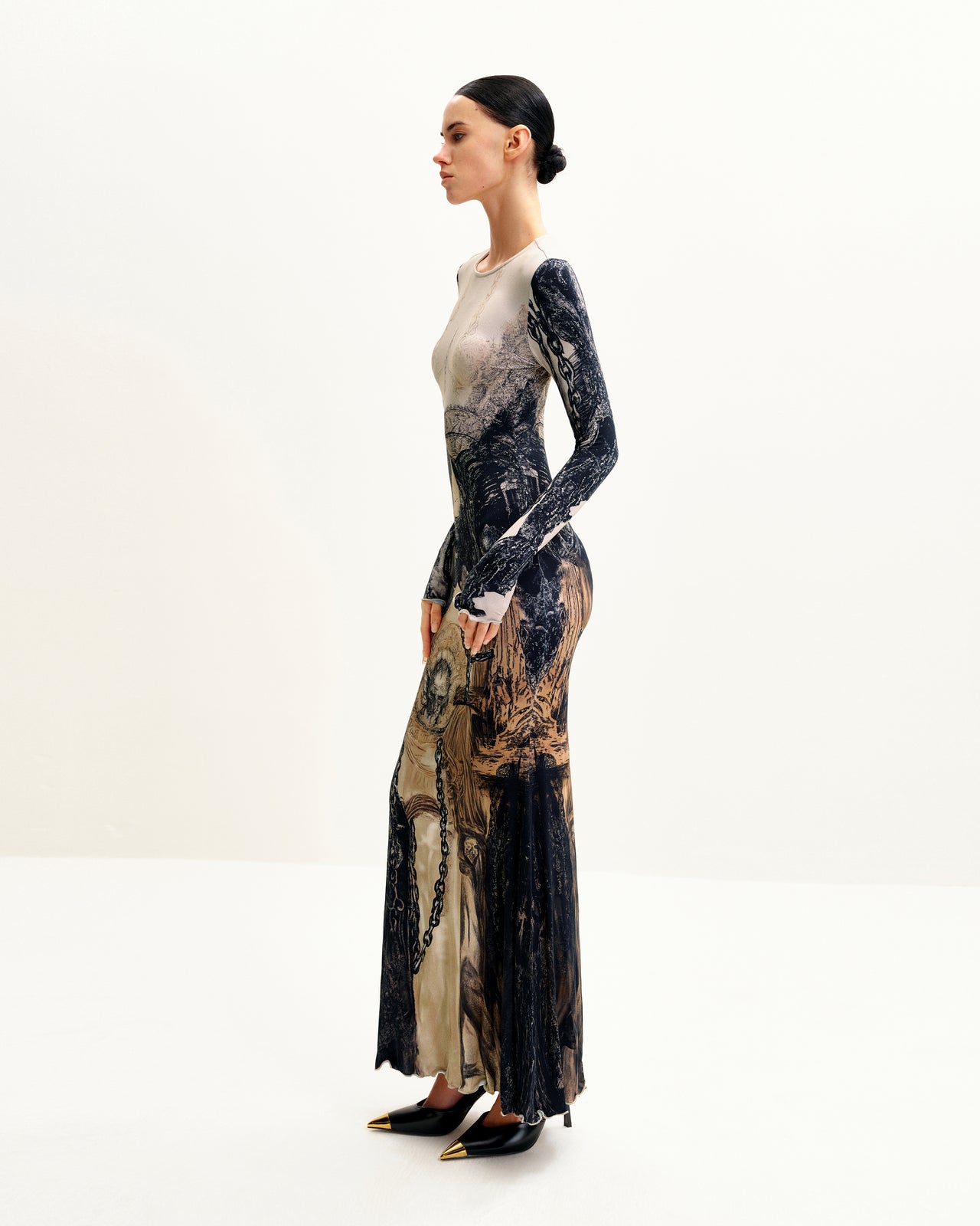 Isabella Abito con Stampa Vintage - Marrone e Nero