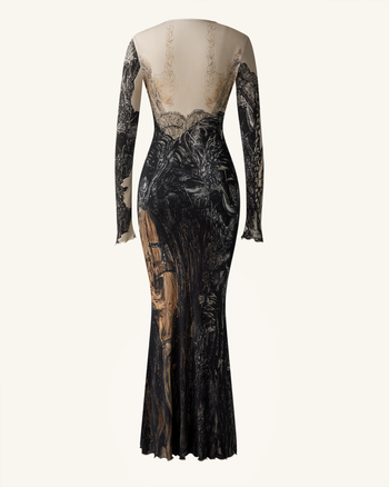 Isabella Abito con Stampa Vintage - Marrone e Nero