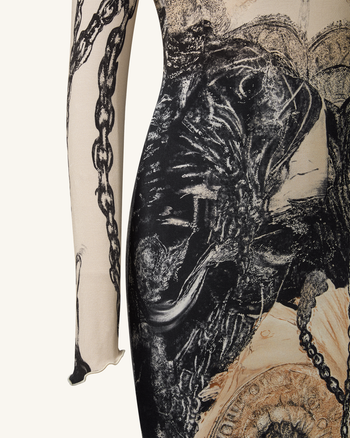 Isabella Abito con Stampa Vintage - Marrone e Nero