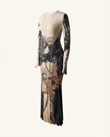 Isabella Abito con Stampa Vintage - Marrone e Nero