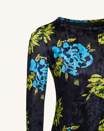 Zoe Abito Lungo a Maniche Lunghe con Fantasia Floreale - Multicolore