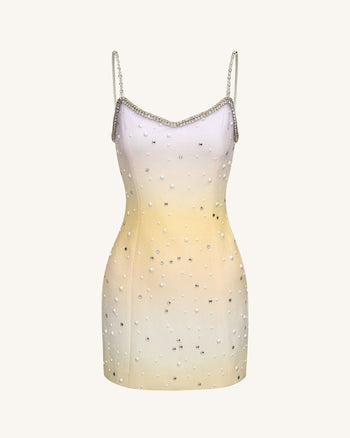 Sophia Abito Mini con Decorazioni di Cristallo - Multicolore