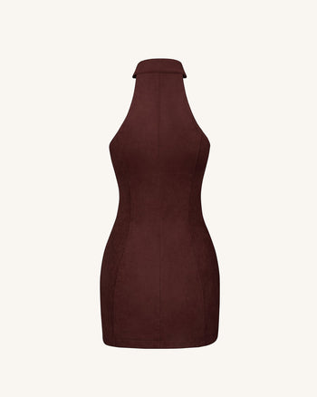 Ruby Abito Mini con Zip e Collo All'Incontro - Rosso Caffè