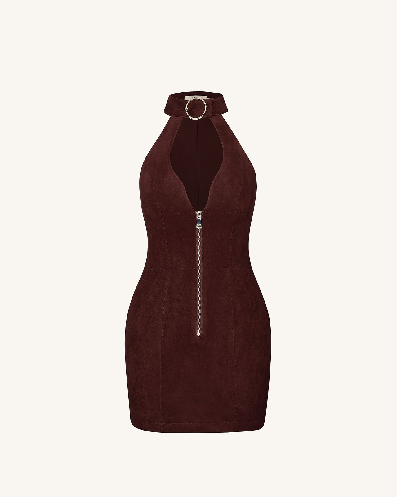 Ruby Abito Mini con Zip e Collo All'Incontro - Rosso Caffè