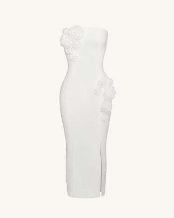 Petal Perfection Abito da Cocktail - Bianco