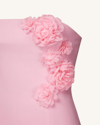 Blossoming Elegance Abito Senza Spalline - Rosa