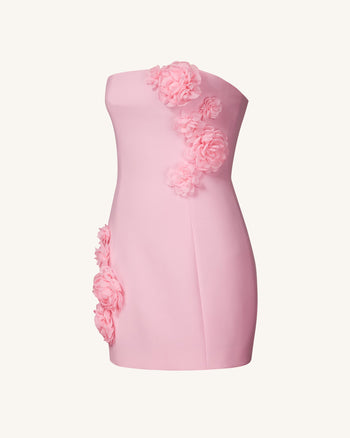 Blossoming Elegance Abito Senza Spalline - Rosa