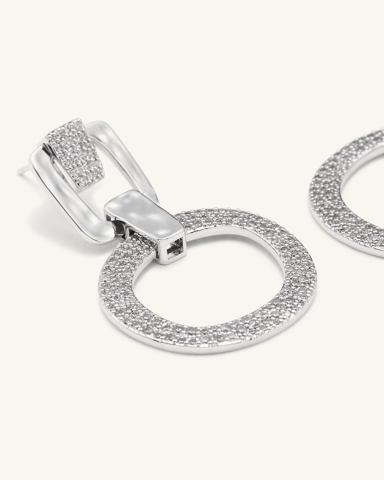 Orecchini cerchi Traforati Geometrici - Placcato oro bianco 18 ct & Zircone Bianco