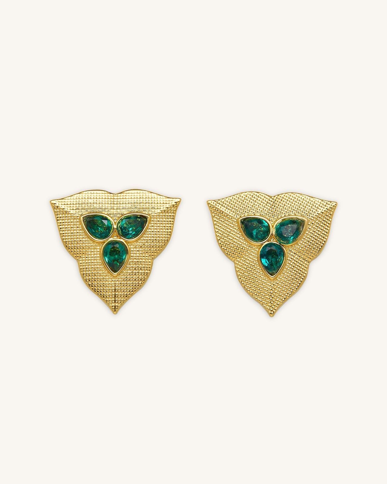 Orecchini Foglia - Placcato oro 18 ct & Zircone verde scuro