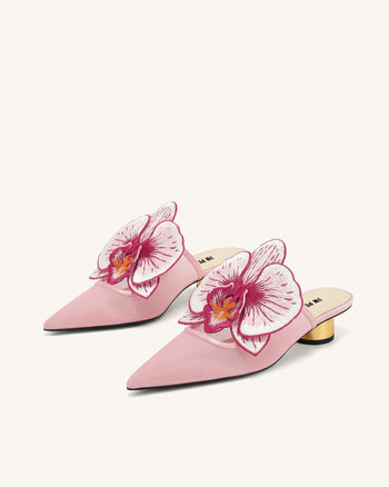 Helena Sabot traforati con decorazione ricamata - Rosa