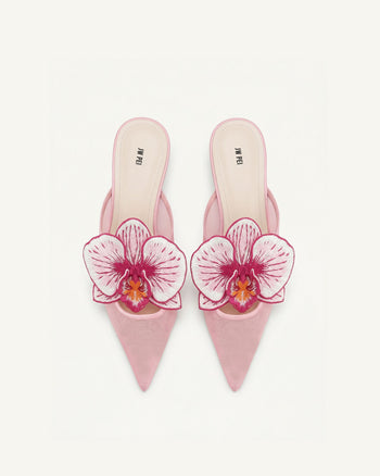 Helena Sabot traforati con decorazione ricamata - Rosa