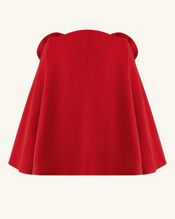 Cappotto Mantella Clara con Applicazioni Floreali - Rosso