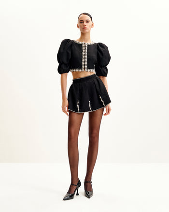 Set Di Tweed Con Perle - Nero